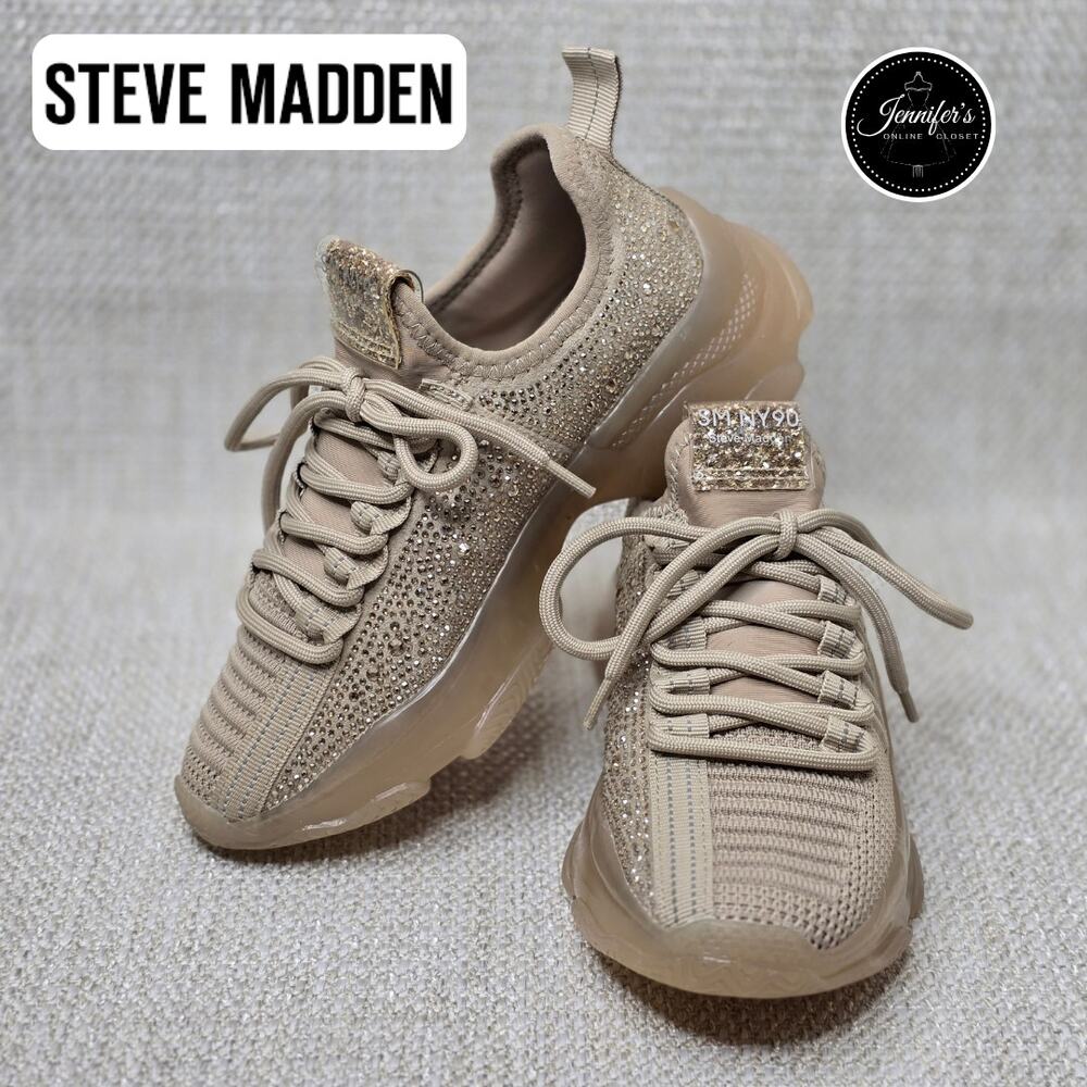 Steve Madden NEW Girls Jmaxima Blush Rhinestone Lightweight Sneakers Size 2M